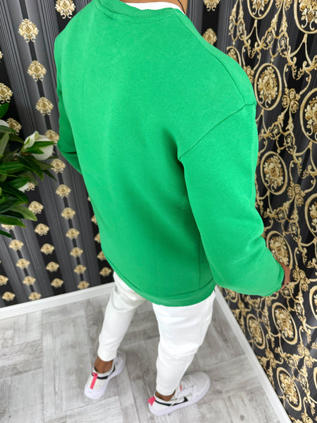 Bluza barbati slim fit verde cu imprimeu K409 6-1