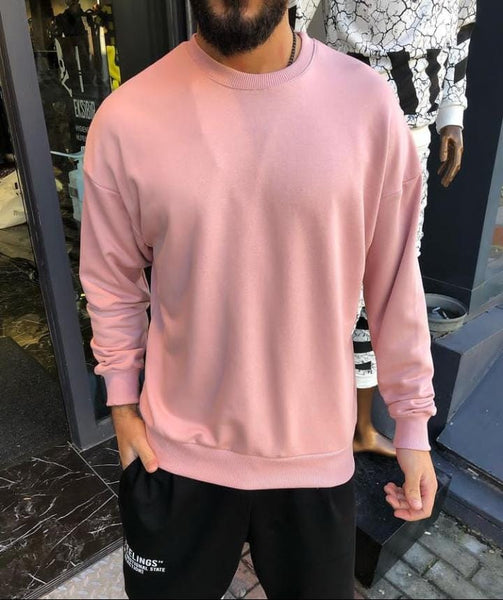 Bluza barbati slim fit roz cu imprimeu K272