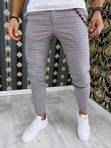 Pantaloni barbati smart casual in carouri B1552 6-2