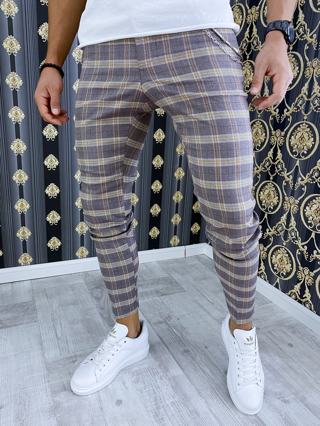 Pantaloni barbati smart casual in carouri B1553 15-1