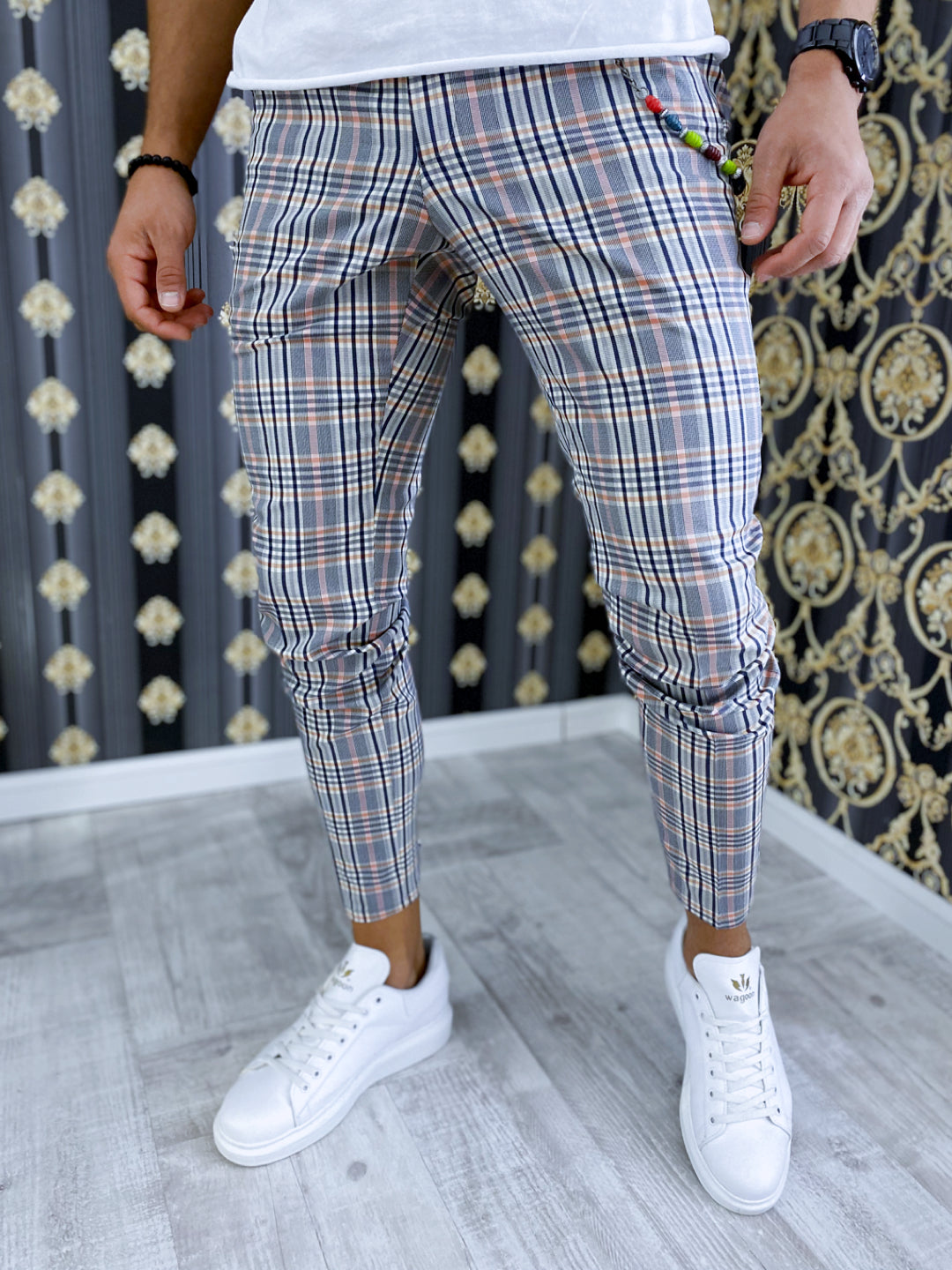Pantaloni barbati smart casual in carouri B4960 3-3