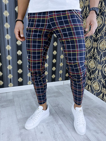 Pantaloni barbati smart casual in carouri B1545 7-1