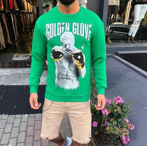 Bluza barbati slim fit verde cu imprimeu K409 6-1